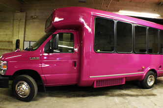 Pink party bus exterior