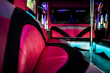 Phoenix party bus interior with flat screen TVs